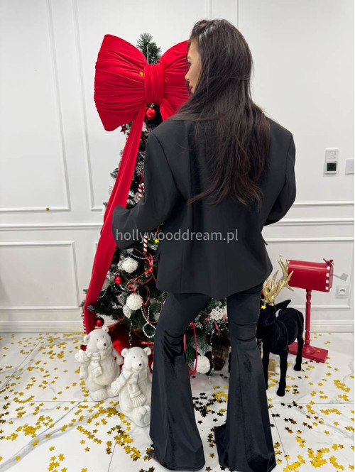 Czarna marynarka oversize z czerwonymi mankietami ELEGANCE 25 - photo #5