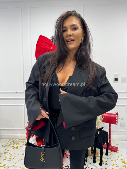 Czarna marynarka oversize z czerwonymi mankietami ELEGANCE 25 - photo #6