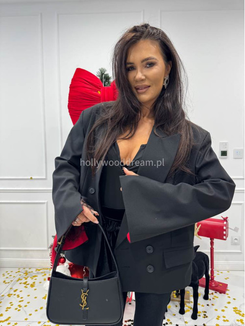 Czarna marynarka oversize z czerwonymi mankietami ELEGANCE 25 - photo #7