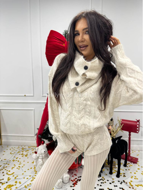 Beżowy komplet 3-częściowy sweter + top + spodenki MAXIM 09 - photo #5