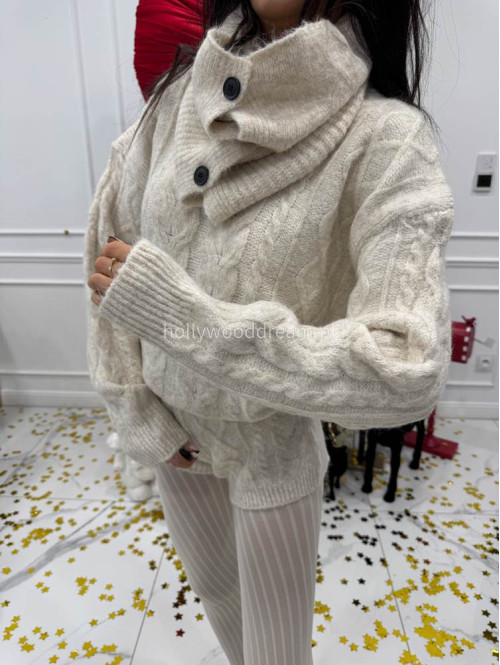 Beżowy komplet 3-częściowy sweter + top + spodenki MAXIM 09 - photo #7