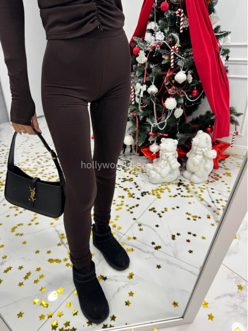 Czekoladowy komplet bluzka longsleeve + legginsy Diana 163 - photo #9