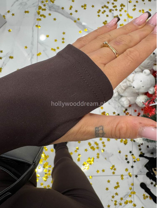 Czekoladowy komplet bluzka longsleeve + legginsy Diana 163 - photo #12