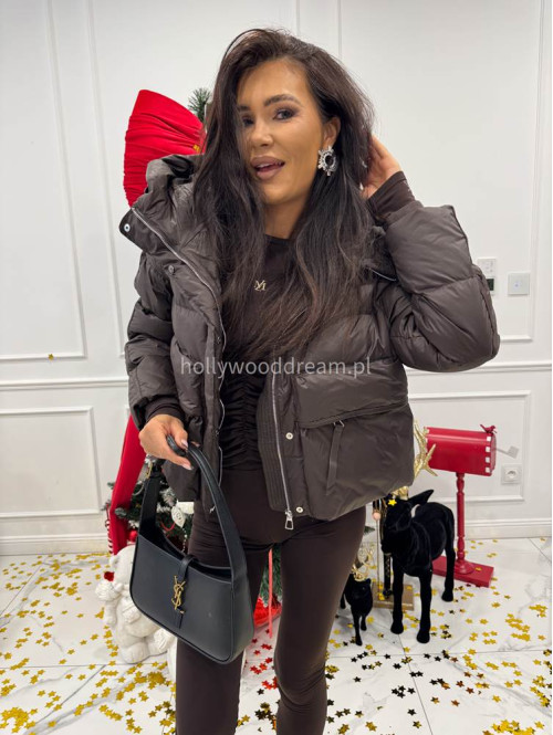 Czekoladowy komplet bluzka longsleeve + legginsy Diana 163 - photo #14