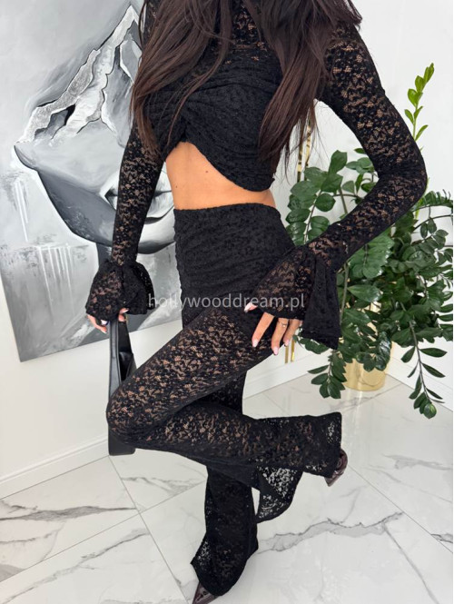 Czarne dzwony koronkowo-welurowe Madison 171 - photo #8