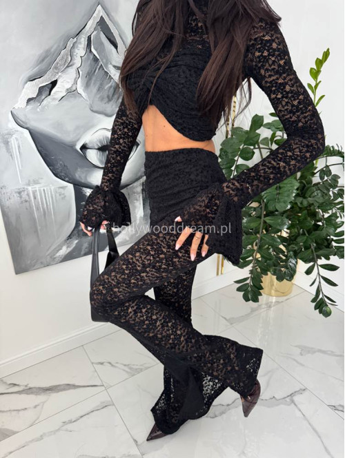 Czarne dzwony koronkowo-welurowe Madison 171 - photo #9