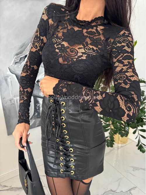 Czarna spódnica mini z wiązaniem Eleni 171 - photo #10