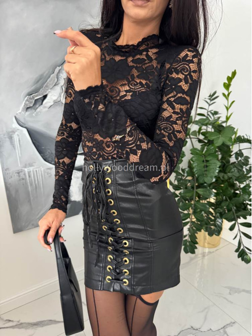 Czarna spódnica mini z wiązaniem Eleni 171 - photo #11