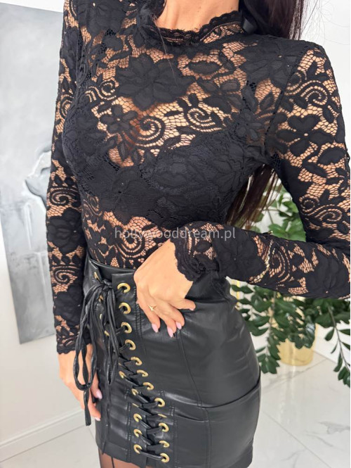 Czarna spódnica mini z wiązaniem Eleni 171 - photo #13