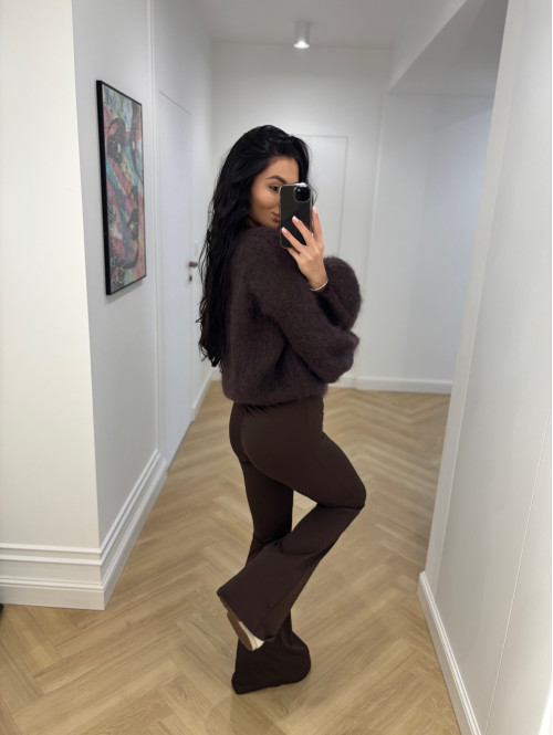 Ciemno czekoladowy sweter moherowy z poszerzanymi rękawami WALENCJA 52 - photo #34