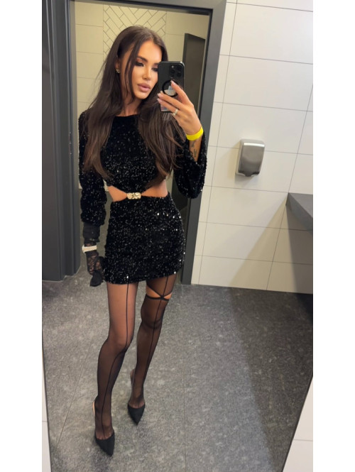 PRE ORDER Czarne rajstopy z wycięciem na nodze SEXY GIRL - photo #31