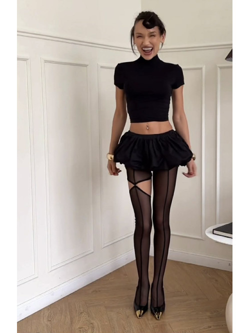 PRE ORDER Czarne rajstopy z wycięciem na nodze SEXY GIRL - photo #36