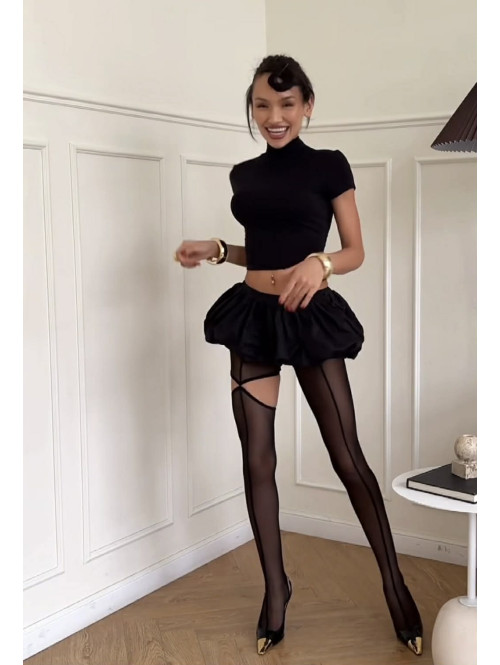 PRE ORDER Czarne rajstopy z wycięciem na nodze SEXY GIRL - photo #37