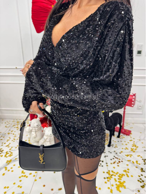Czarna sukienka mini cekinowa a'la nietoperz Lister 26 - photo #1
