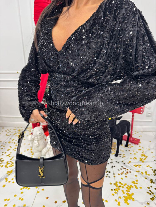 Czarna sukienka mini cekinowa a'la nietoperz Lister 26 - photo #2
