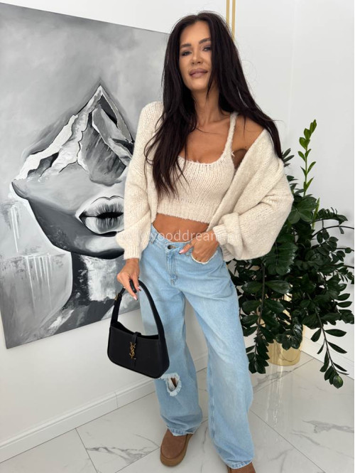 Jasno beżowy komplet sweter + top COZY 94 - photo #6