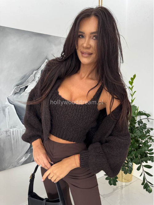 Brązowy komplet sweter + top COZY 94 - photo #7