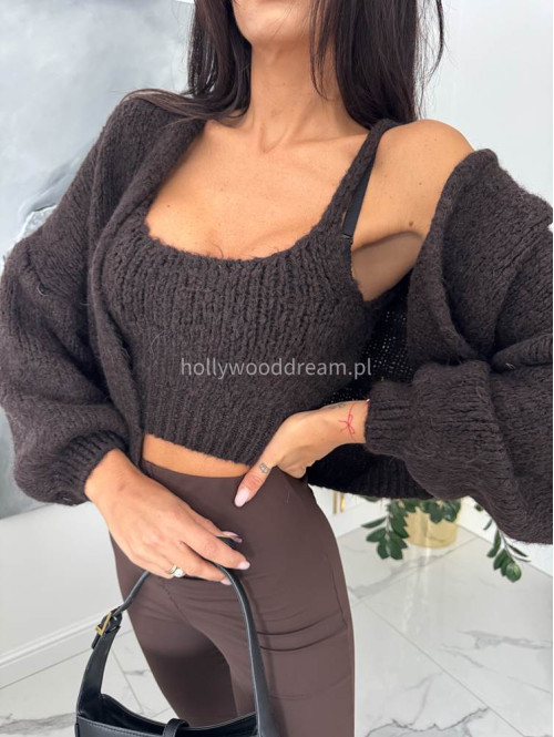 Brązowy komplet sweter + top COZY 94 - photo #9