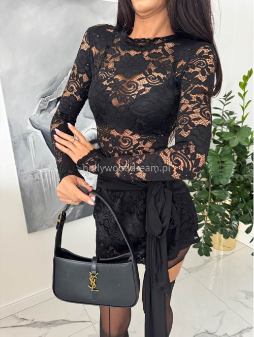 Czarny komplet body koronkowe + spódnica mini z koronką ETHAN 173 - photo #2