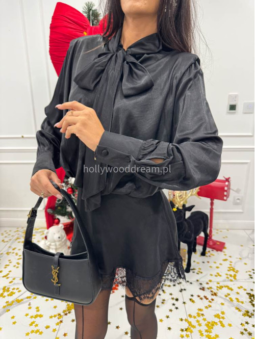 Czarna sukienka mini z wykończeniem koronkowym Jowani 52 - photo #7