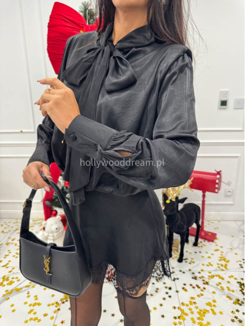 Czarna sukienka mini z wykończeniem koronkowym Jowani 52 - photo #8