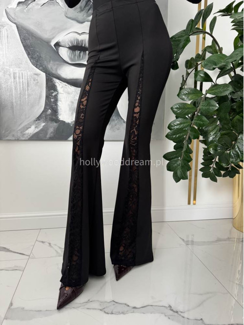 Czarne spodnie dzwony z koronką CARLOS 17 - photo #8