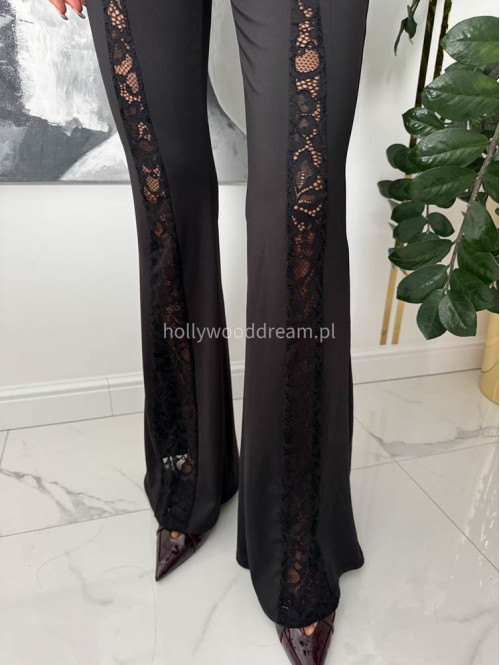 Czarne spodnie dzwony z koronką CARLOS 17 - photo #10