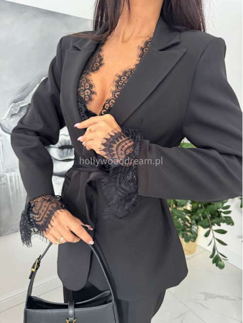 Komplet marynarka z paskiem + spodnie wykończone koronką RICCARDO 24 - photo #5