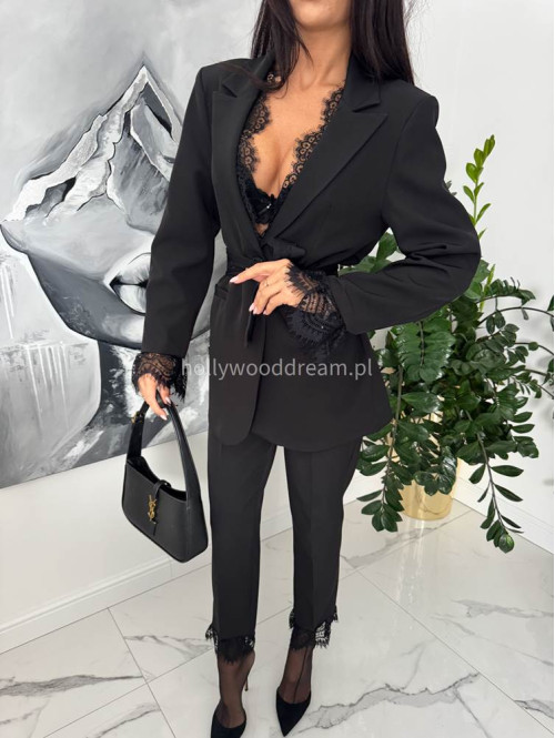 Komplet marynarka z paskiem + spodnie wykończone koronką RICCARDO 24 - photo #7