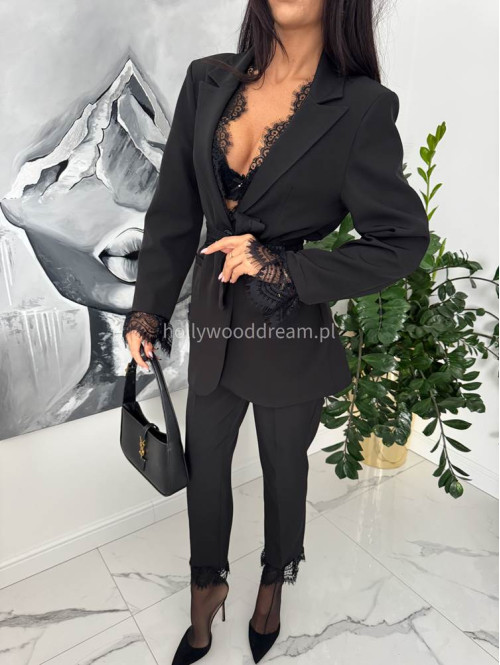 Komplet marynarka z paskiem + spodnie wykończone koronką RICCARDO 24 - photo #8