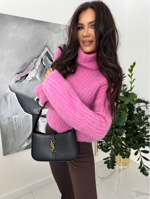 Różowy sweter golf moherowy Winter 02