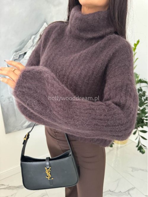 Czekoladowy sweter golf moherowy Winter 02 - photo #11