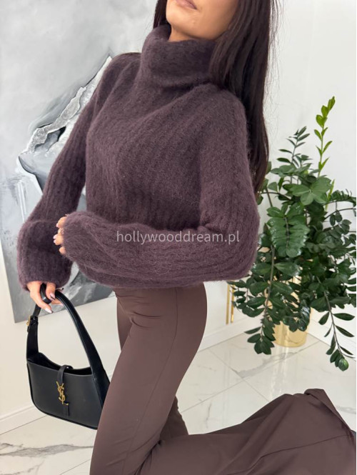 Czekoladowy sweter golf moherowy Winter 02 - photo #12