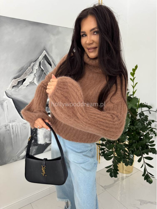 Karmelowy sweter golf moherowy Winter 02 - photo #4