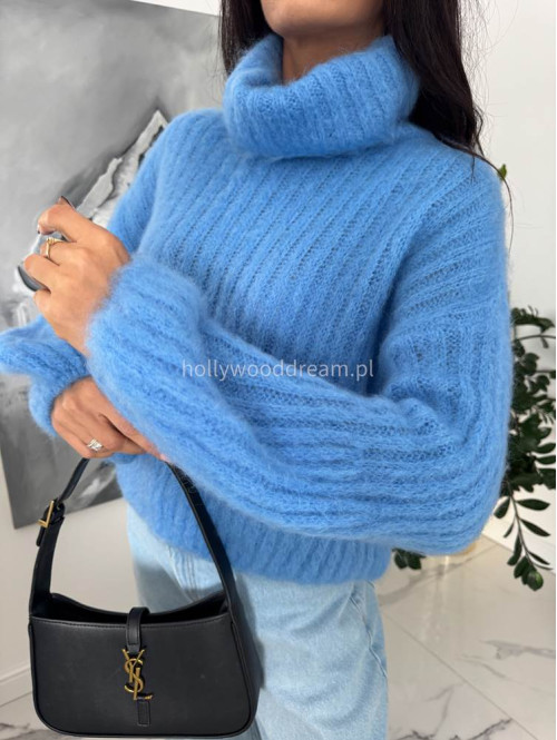 Niebieski sweter golf moherowy Winter 02 - photo #7
