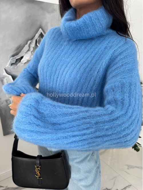 Niebieski sweter golf moherowy Winter 02 - photo #8