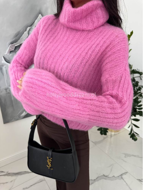 Różowy sweter golf moherowy Winter 02 - photo #2
