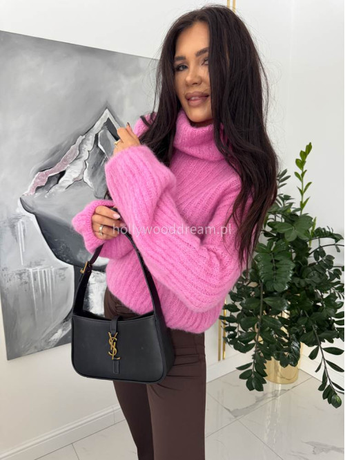 Różowy sweter golf moherowy Winter 02 - photo #3