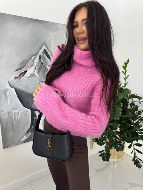 Różowy sweter golf moherowy Winter 02 - photo #5