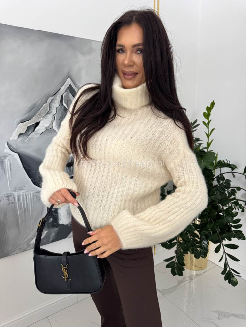 Kremowy sweter golf moherowy Winter 02 - photo #6