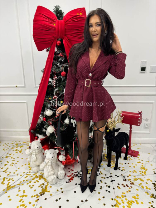 Bordowy kombinezon w srebrne cekiny Gabriel 17 - photo #1