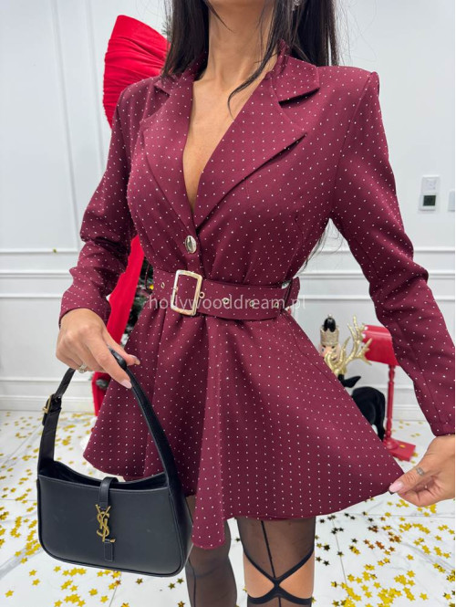 Bordowy kombinezon w srebrne cekiny Gabriel 17 - photo #7