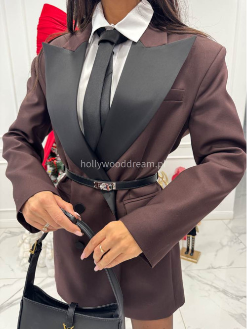 Czekoladowa sukienka marynarka Olivia 69 - photo #10