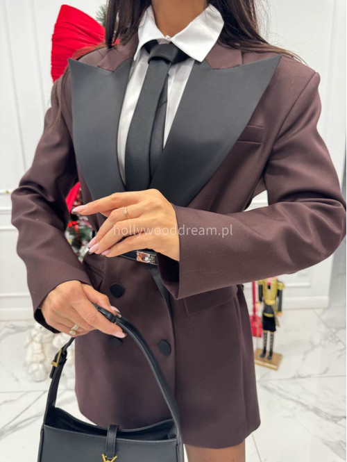 Czekoladowa sukienka marynarka Olivia 69 - photo #11