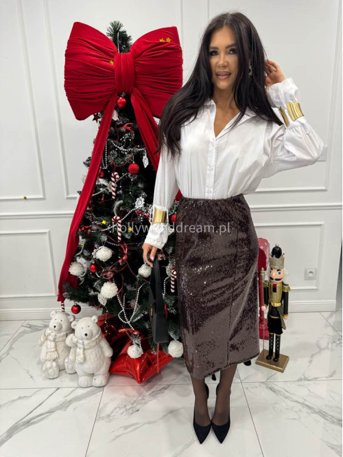 Czekoladowa spódnica maxi cekinowa Rozalle 52 - photo #5