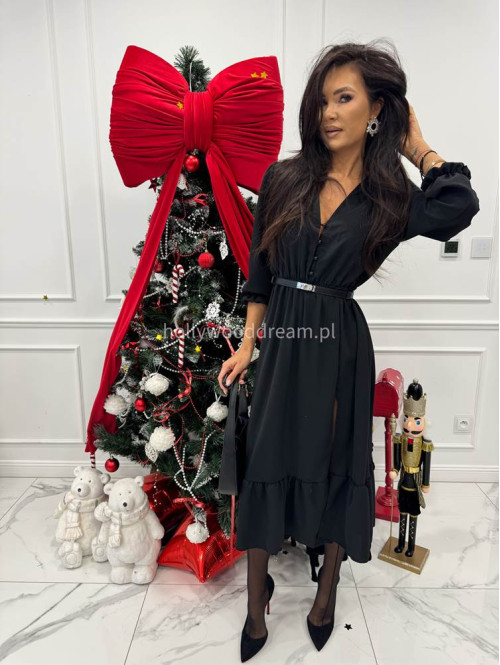 Czarna sukienka z guzikami na dekolcie Applejack 172 - photo #3