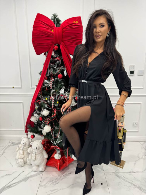 Czarna sukienka z guzikami na dekolcie Applejack 172 - photo #4