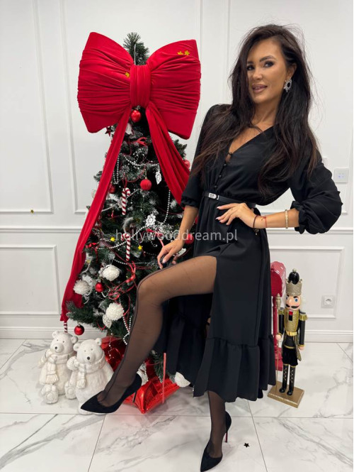 Czarna sukienka z guzikami na dekolcie Applejack 172 - photo #6