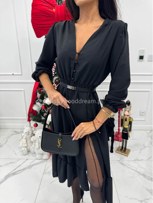 Czarna sukienka z guzikami na dekolcie Applejack 172 - photo #9