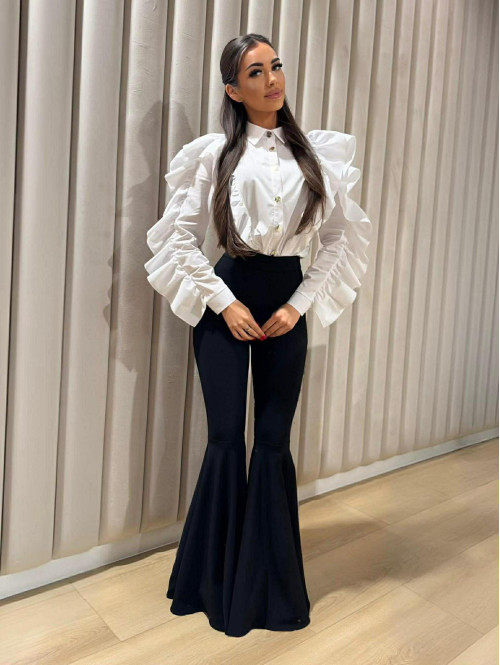 Biała koszula elegancka z falbanami PRETTY 173 - photo #2